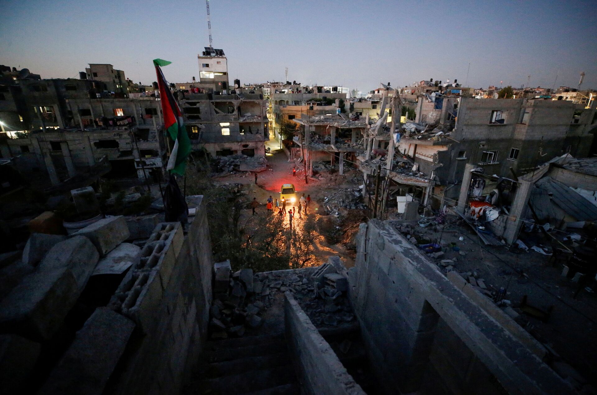 Uma visão geral das casas danificadas que foram destruídas por ataques aéreos israelenses durante os combates Israel-Hamas, na Faixa de Gaza, 23 de maio de 2021 - Sputnik Brasil, 1920, 08.02.2022