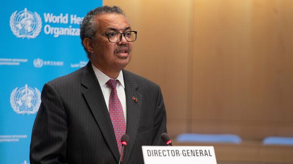 Diretor-geral da Organização Mundial da Saúde (OMS), Tedros Adhanom Ghebreyesus, durante a reunião anual da agência das Nações Unidas, em 24 de maio de 2021 - Sputnik Brasil