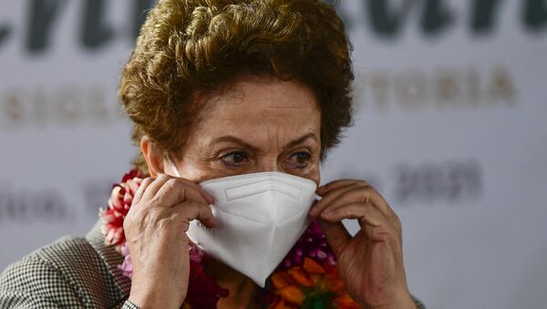 Ex-presidente Dilma Rousseff durante as comemorações dos 700 anos da fundação da cidade asteca de Tenochtitlán, na Cidade do México, no dia 13 de maio de 2021 - Sputnik Brasil