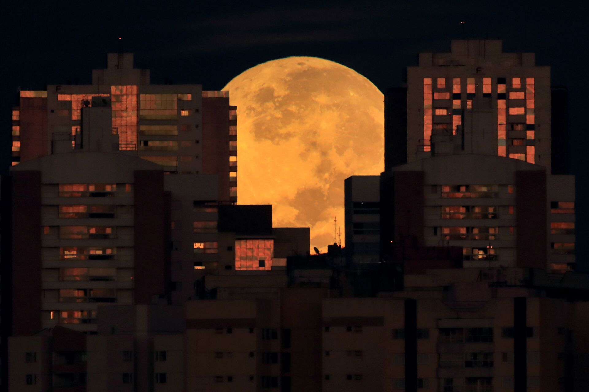 Lua é fotografada no horizonte de Brasília durante seu eclipse que coincidiu com a maior superlua do ano - Sputnik Brasil, 1920, 14.06.2022