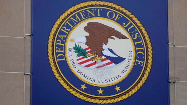 Símbolo do Departamento de Justiça dos EUA em sua sede em Washington, EUA, 10 de maio de 2021 - Sputnik Brasil
