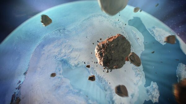 Representação artística do impacto do meteorito do Cabo York nas geleiras da Groenlândia - Sputnik Brasil