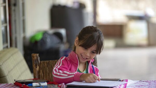 Gisele, 8 anos, faz o dever de casa na zona rural de São José dos Campos, Brasil, 14 de julho de 2020 - Sputnik Brasil