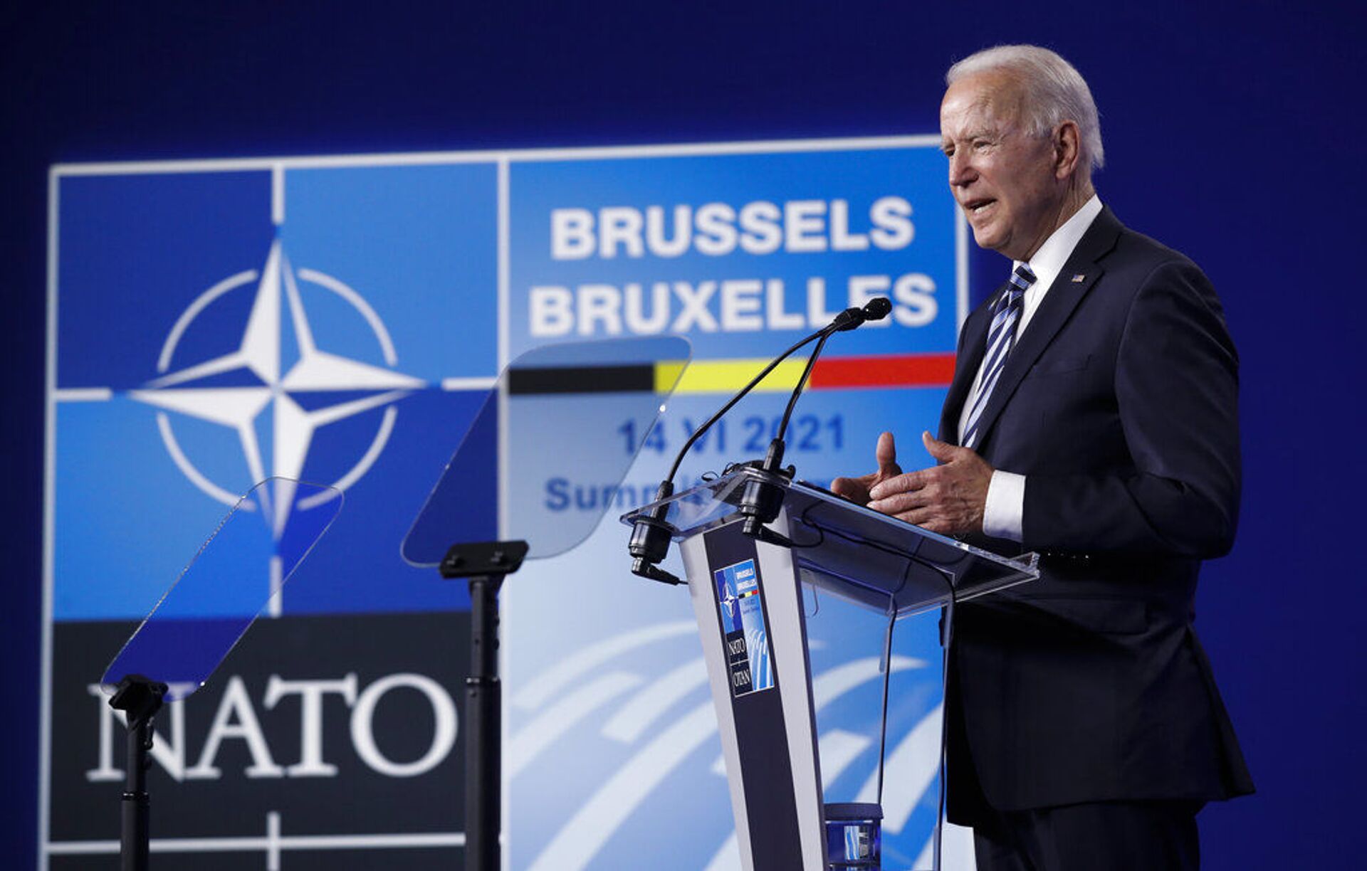 Presidente dos EUA, Joe Biden, durante entrevista coletiva após cúpula da Organização do Tratado do Atlântico Norte (OTAN) em Bruxelas, na Bélgica, em 14 de junho de 2021 - Sputnik Brasil, 1920, 15.03.2023