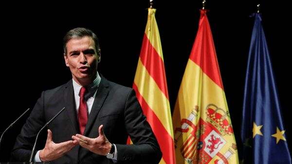 Presidente do governo espanhol, Pedro Sánchez, explica seu plano de conceder indultos aos líderes independentistas da Catalunha, Barcelona, Espanha, 21 de junho de 2021 - Sputnik Brasil