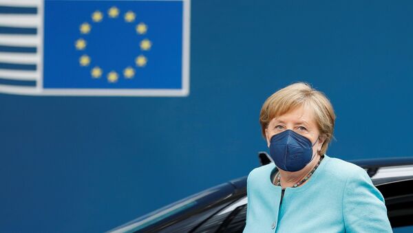 A chanceler alemã, Angela Merkel, chega para Cúpula da UE em Bruxelas, Bélgica, em 24 de junho de 2021 - Sputnik Brasil