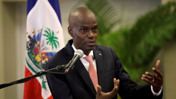 Presidente do Haiti, Jovenel Moïse, fala durante coletiva de imprensa no Palácio Nacional em Porto Príncipe, capital do país, 2 de março de 2020 - Sputnik Brasil