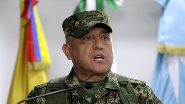 Commander of the Colombian Military Forces, General Luis Fernando Navarro speaks during a news conference about the participation of several Colombians in the assassination of Haitian President Jovenel Moise, in Bogota, Colombia July 9, 2021. - Sputnik Brasil