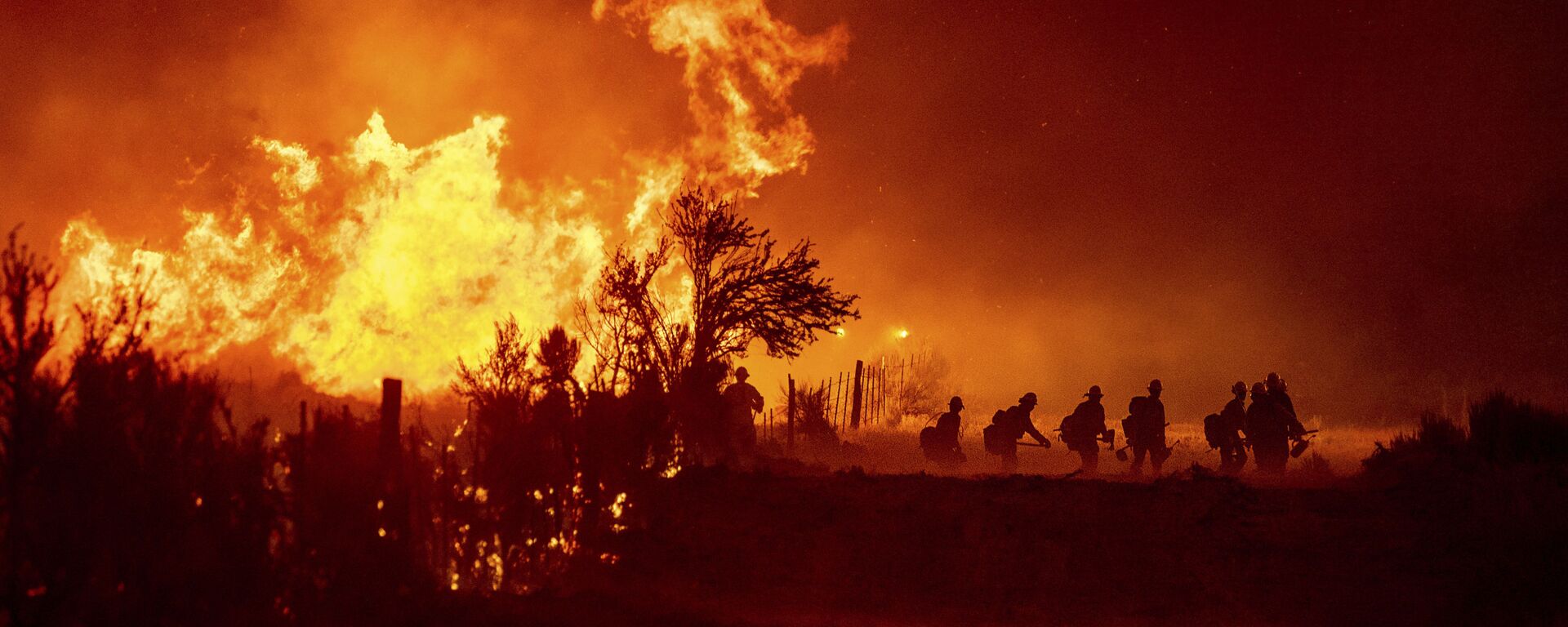 Bombeiros combatem incêndio, em Doyle, norte da Califórnia, EUA, 9 de julho de 2021 - Sputnik Brasil, 1920, 01.05.2022