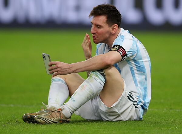 Lionel Messi durante videochamada depois da final da Copa América no Rio de Janeiro, 10 de julho de 2021 - Sputnik Brasil