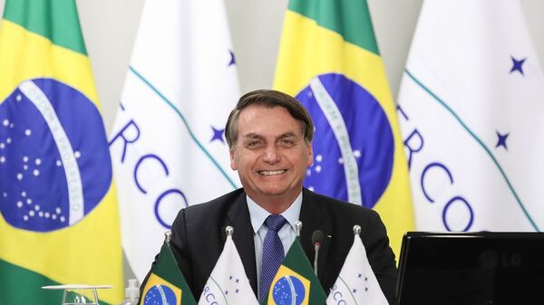 O presidente da República Jair Bolsonaro na LVI Cúpula de Chefes de Estado do Mercosul e Estados Associados, em participação por videoconferência - Sputnik Brasil