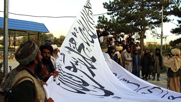 Militantes do Talibã elevam bandeira do movimento - Sputnik Brasil
