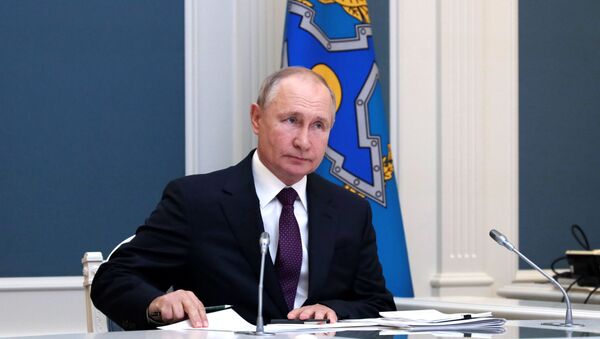 Presidente russo Vladimir Putin durante cúpula da Organização do Tratado de Segurança Coletiva, 23 de agosto de 2021 - Sputnik Brasil