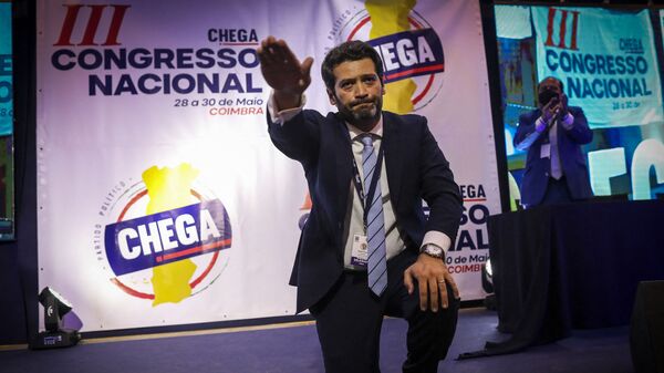 O deputado André Ventura, fundador e presidente do Chega, durante congresso nacional do partido, em 30 de maio de 2021 - Sputnik Brasil