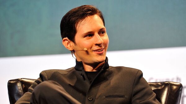 Pavel Durov, CEO do Telegram, fala no palco do TechCrunch Disrupt, em San Francisco, nos EUA, em 20 de setembro de 2015 (foto de arquivo) - Sputnik Brasil