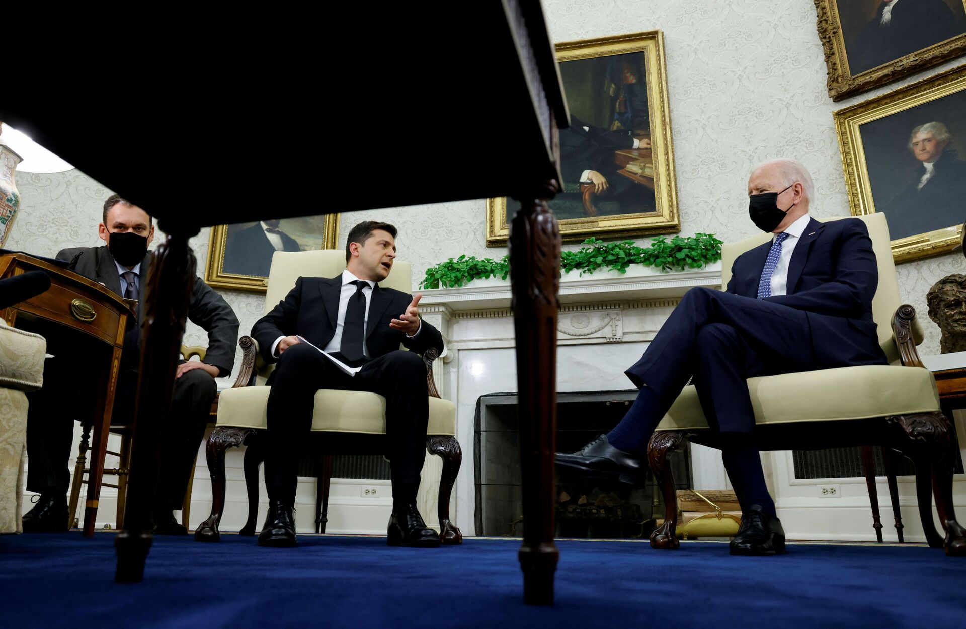 Presidente da Ucrânia, Vladimir Zelensky, e presidente dos EUA, Joe Biden, durante o encontro oficial na Casa Branca, Washington, EUA, 1º de setembro de 2021 - Sputnik Brasil, 1920, 09.11.2021
