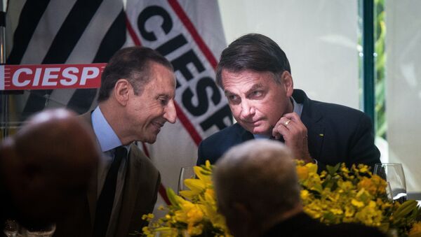 O presidente Jair Bolsonaro em almoço na Fiesp, em São Paulo, com a presença de Paulo Skaf - Sputnik Brasil