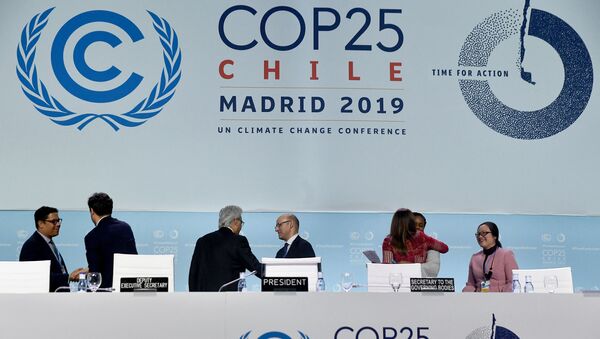 Delegados após sessão plenária de encerramento da Conferência das Nações Unidas sobre Mudanças Climáticas (COP-25) em Madri, Espanha, em 15 de dezembro de 2019. - Sputnik Brasil