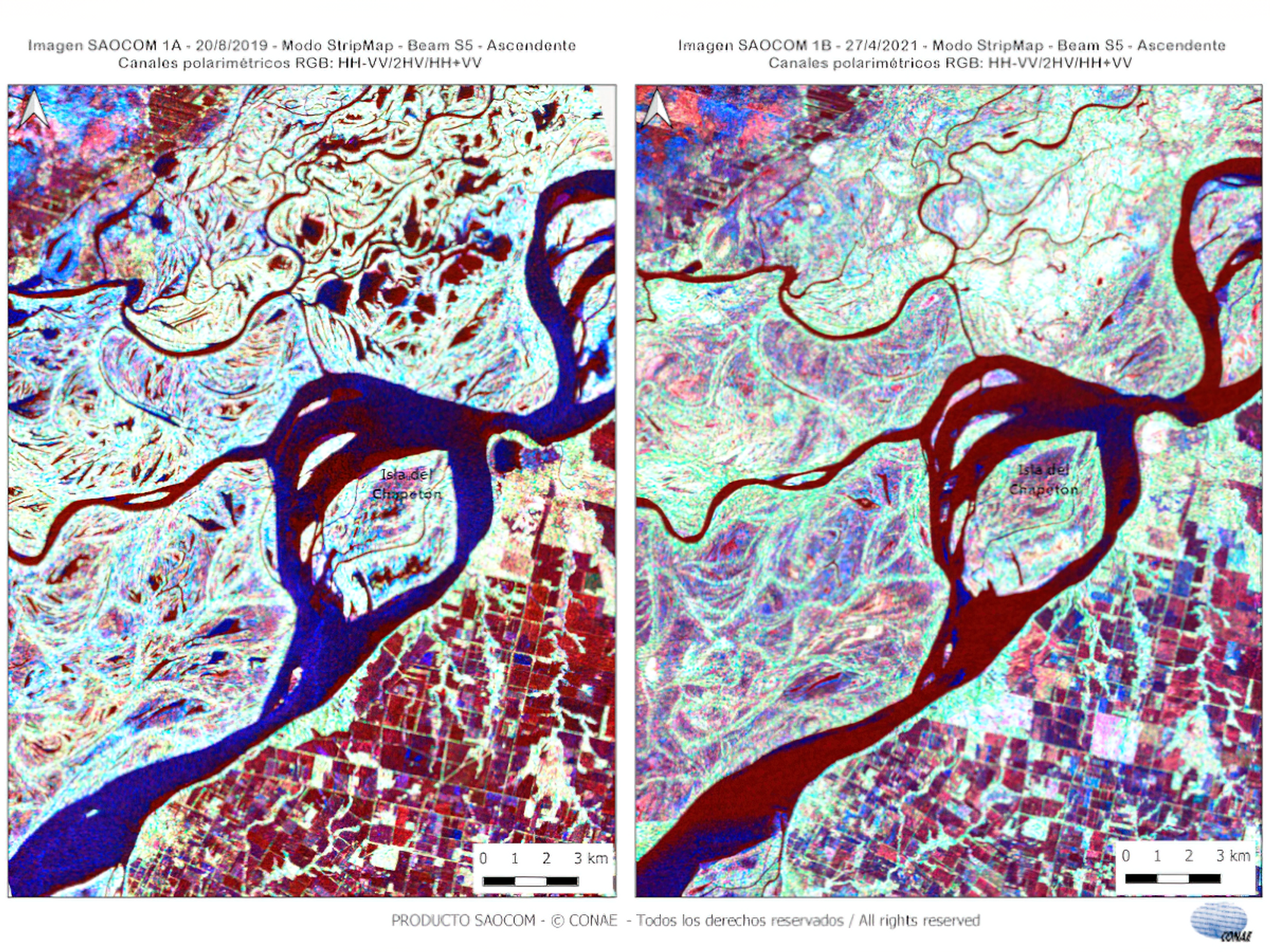 Grupo de satélites SAOCOM da Comissão Nacional Argentina de Atividades Espaciais registra redução drástica no nível de água do rio Paraná - Sputnik Brasil, 1920, 09.11.2021