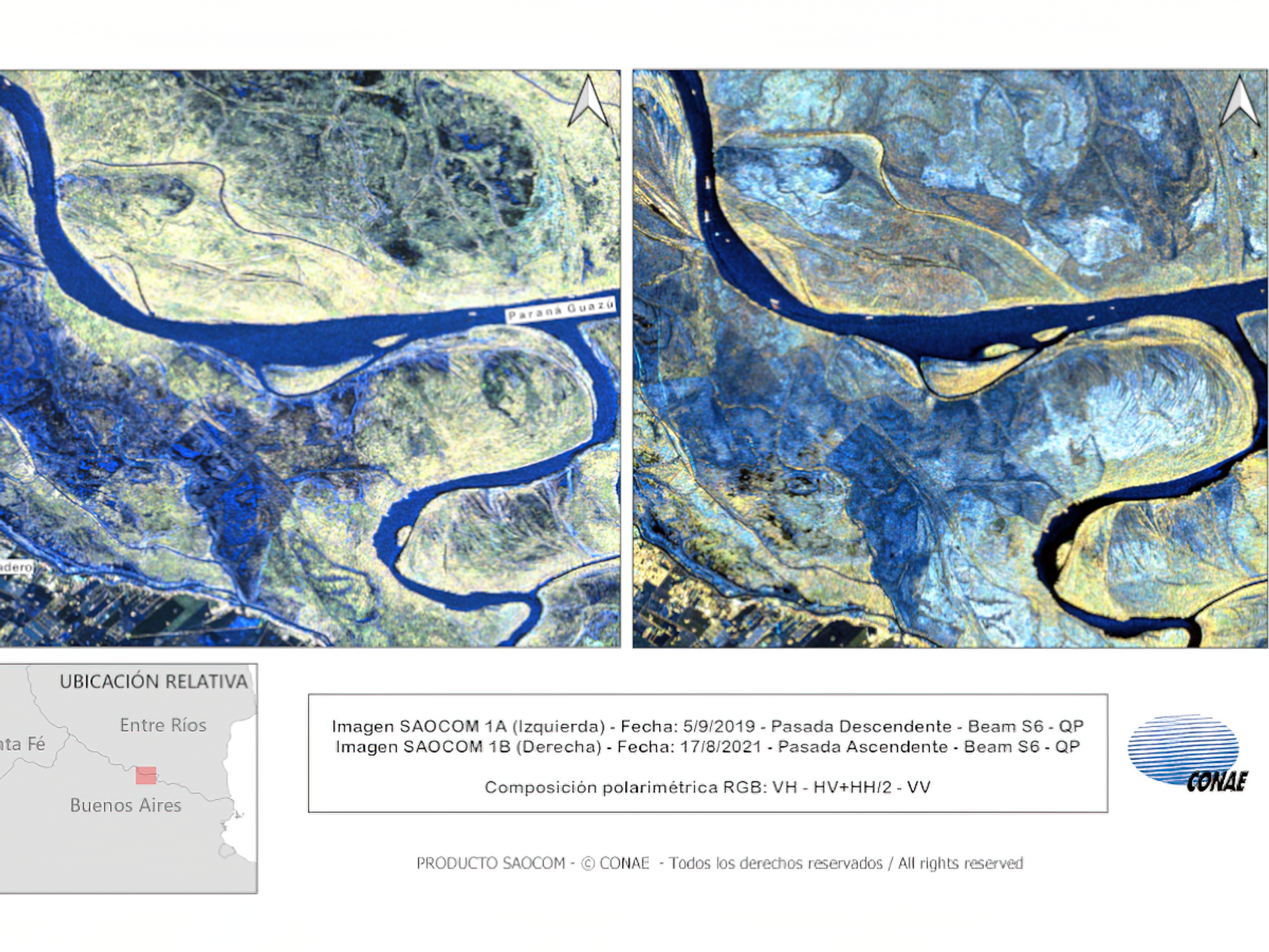 Satélites SAOCOM 1A e SAOCOM 1B da Argentina registram redução drástica no nível de água do rio Paraná - Sputnik Brasil, 1920, 09.11.2021
