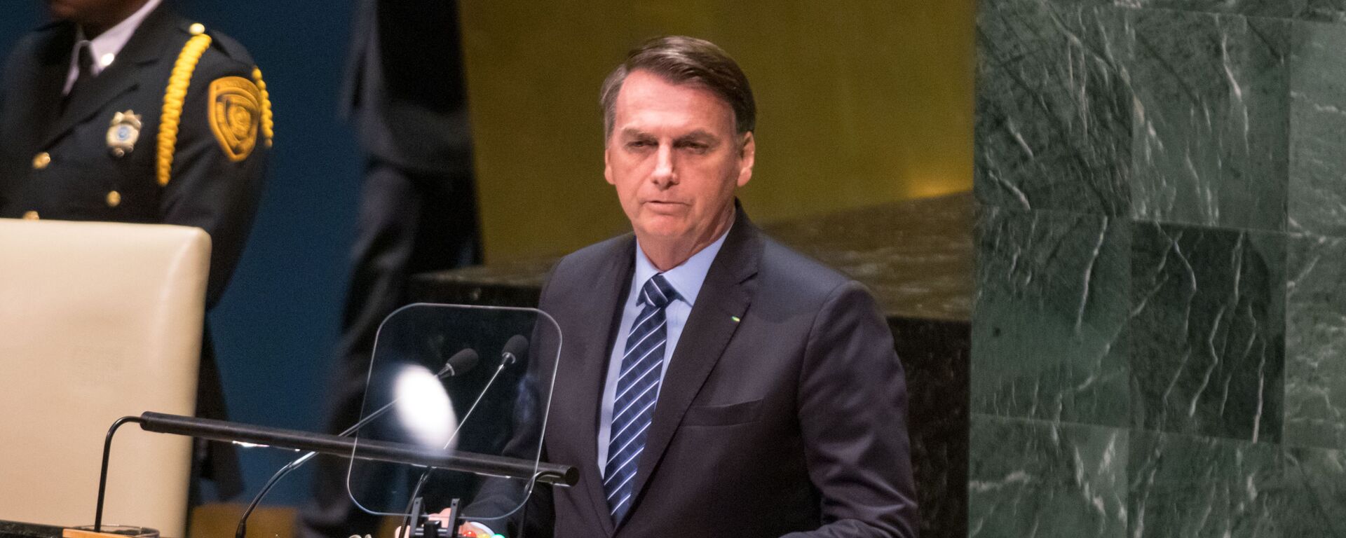 Presidente Jair Bolsonaro discursa na abertura da Assembleia Geral da ONU, em Nova York (EUA), 24 de setembro de 2019 - Sputnik Brasil, 1920, 20.09.2022