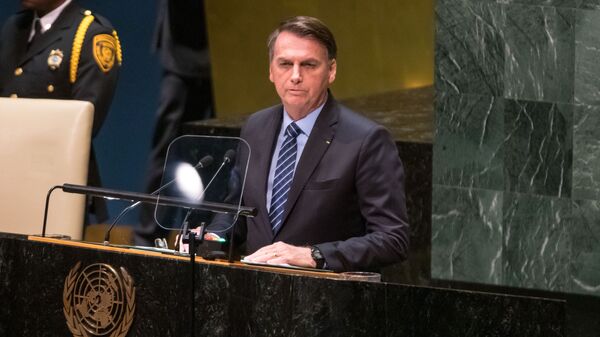 Presidente Jair Bolsonaro discursa na abertura da Assembleia Geral da ONU, em Nova York (EUA), 24 de setembro de 2019 - Sputnik Brasil