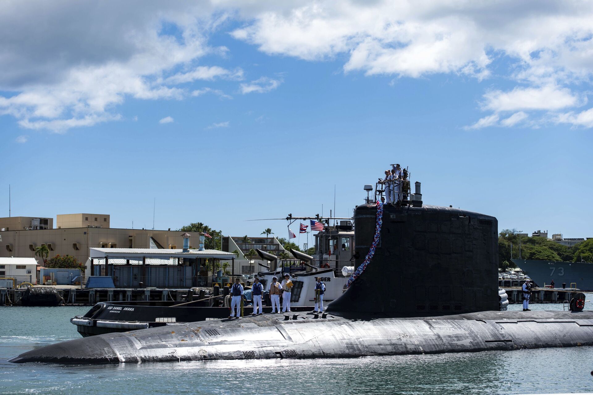 Submarino de ataque rápido USS Illinois (SSN 786) volta à Base Conjunta Pearl Harbor-Hickam, 13 de setembro de 2021 - Sputnik Brasil, 1920, 09.11.2021