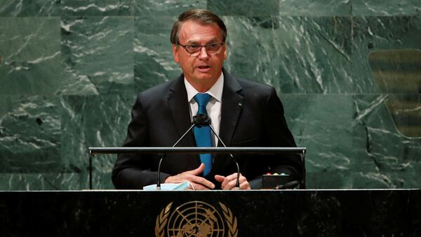 Jair Bolsonaro discursando na 76ª Assembleia Geral da Organização das Nações Unidas (ONU) - Sputnik Brasil
