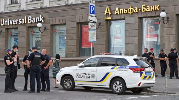 Viatura da Polícia Nacional da Ucrânia em Kiev. - Sputnik Brasil