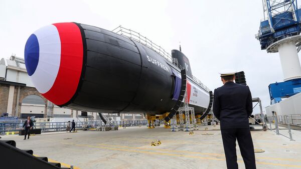 Submarino nuclear Suffren é visto no estaleiro da empresa francesa Naval Group em Cherbourg (foto de arquivo) - Sputnik Brasil