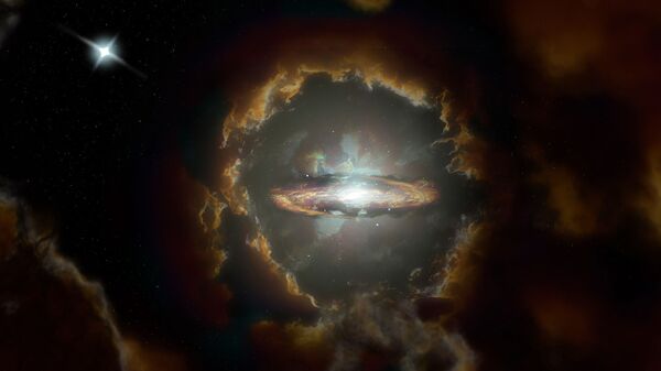 Representação artística de uma galáxia nos primórdios do Universo - Sputnik Brasil