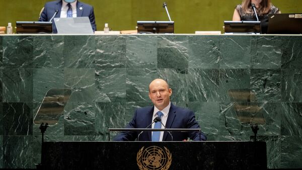 Israel’s prime minister Naftali Bennett addresses the 76th Session of the United Nations General Assembly, at the U.N. headquarters in New York, U.S., September 27, 2021. - Sputnik Brasil