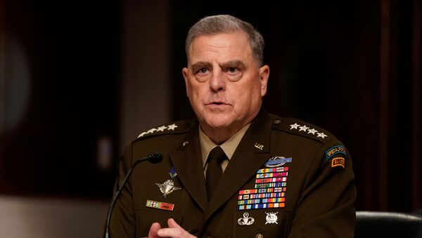 Chefe do Estado-Maior Conjunto dos EUA, general Mark Milley, testemunha durante audiência do Comitê de Serviços Armados do Senado dos EUA no Capitólio em Washington, em 28 de setembro de 2021 - Sputnik Brasil