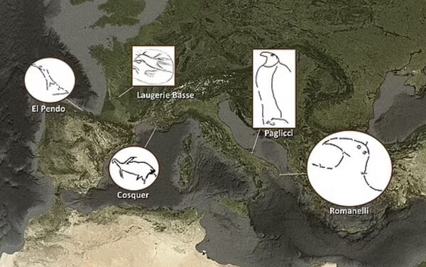 Exemplos de representação de airo ou arau-comum descobertos em toda a região desde a Itália até a Espanha. - Sputnik Brasil