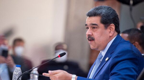 Nicolás Maduro, presidente da Venezuela, fala durante cúpula da Comunidade dos Estados da América Latina e do Caribe (CELAC, na sigla em inglês), no Palácio Nacional da Cidade do México, México, 18 de setembro de 2021 - Sputnik Brasil