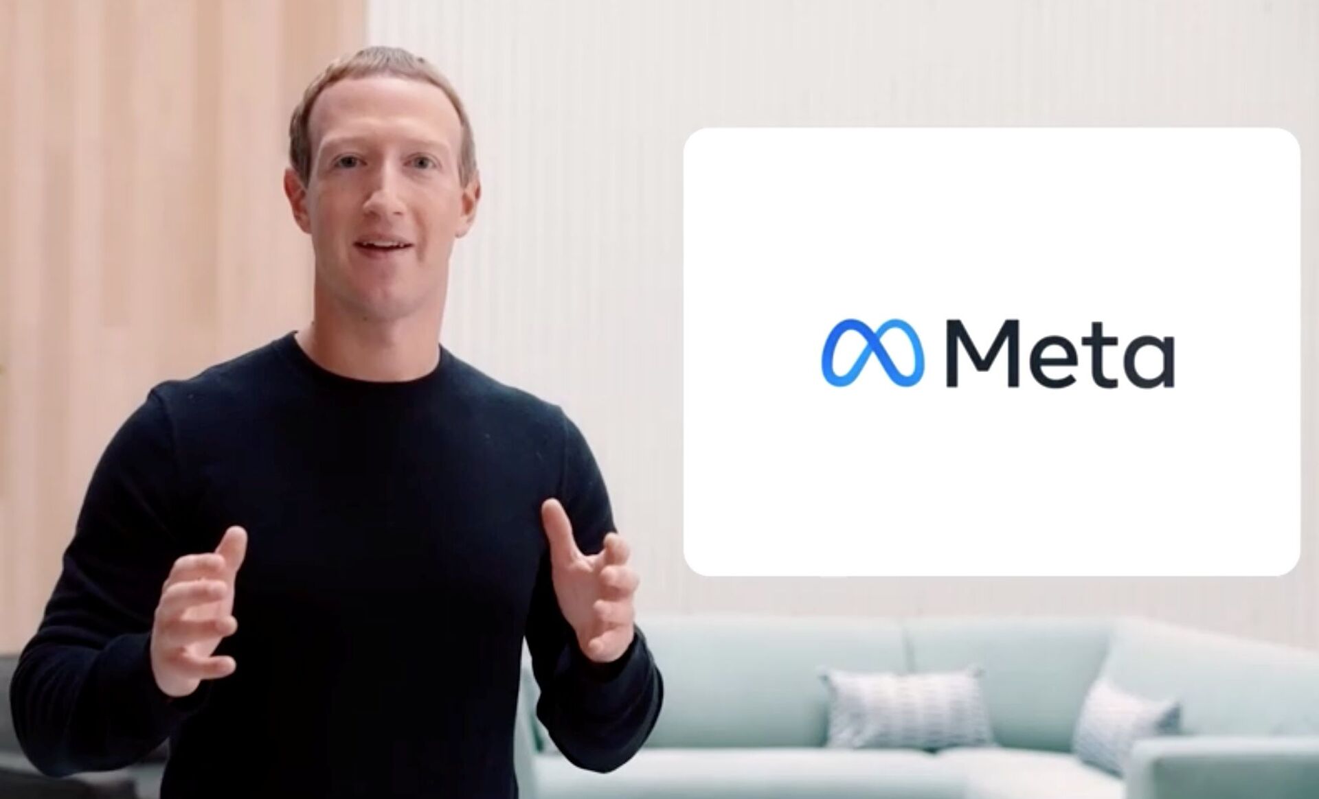 Mark Zuckerberg, CEO do Facebook, fala em stream durante conferência de realidade virtual e realidade aumentada anunciando a mudança do nome do Facebook para Meta, 28 de outubro de 2021 - Sputnik Brasil, 1920, 09.11.2021