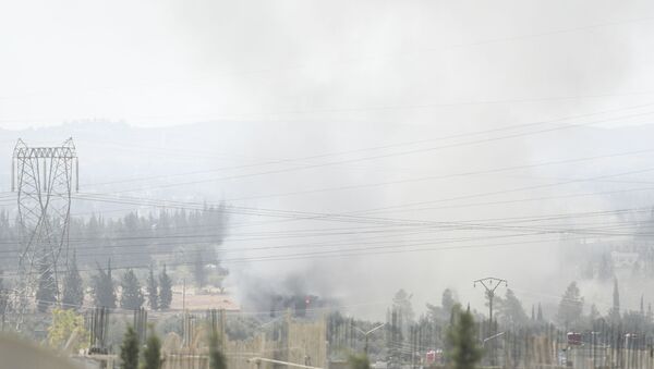 Fumaça subindo devido ao que mídia estatal síria disse ter sido ataque aéreo de Israel, nos arredores de Damasco, Síria, 30 de outubro de 2021 - Sputnik Brasil