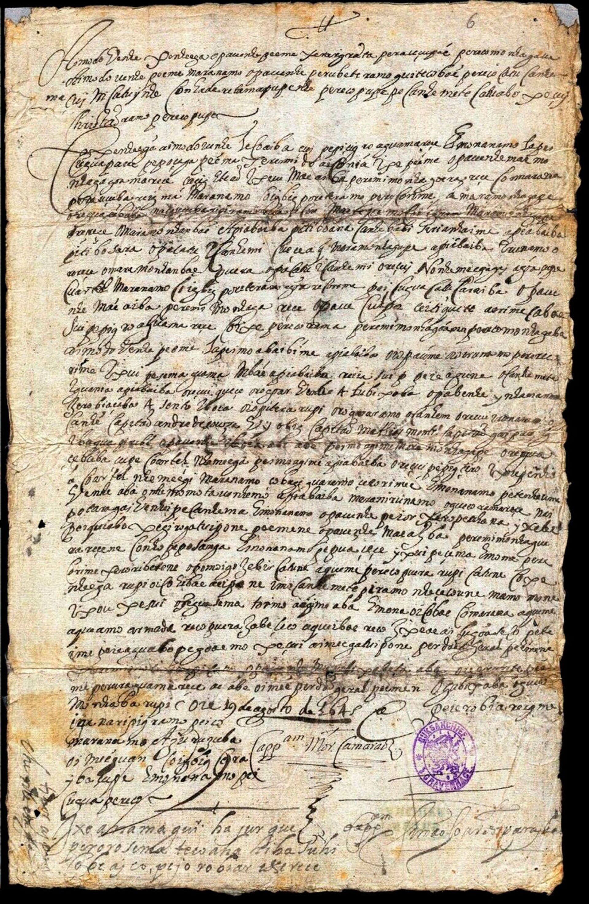 Carta em tupi de Felipe Camarão a Pedro Poti, de 19 de agosto de 1645, traduzida pelo professor da USP, Eduardo Navarro - Sputnik Brasil, 1920, 09.11.2021