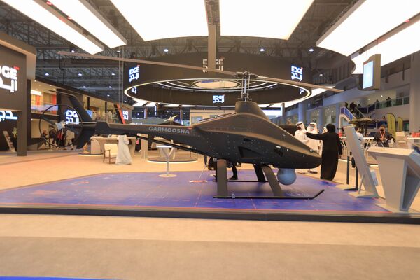 Visitantes observam exibição da entidade de tecnologia de defesa no Show Aéreo de Dubai, Emirados Árabes Unidos, 14 de novembro de 2021 - Sputnik Brasil
