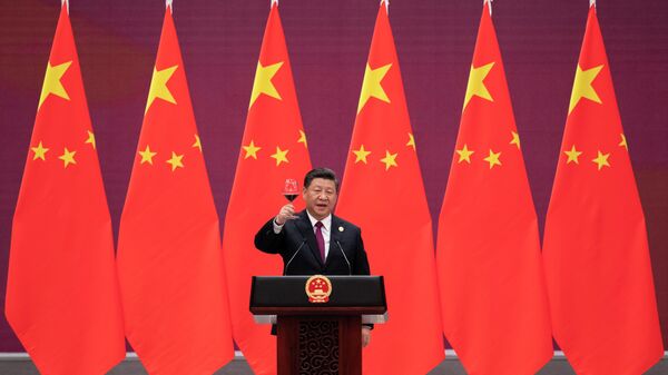 Presidente chinês, Xi Jinping, durante banquete de boas-vindas para líderes visitantes presentes no Fórum da Nova Rota da Seda, em Pequim, em 29 de abril de 2019 - Sputnik Brasil