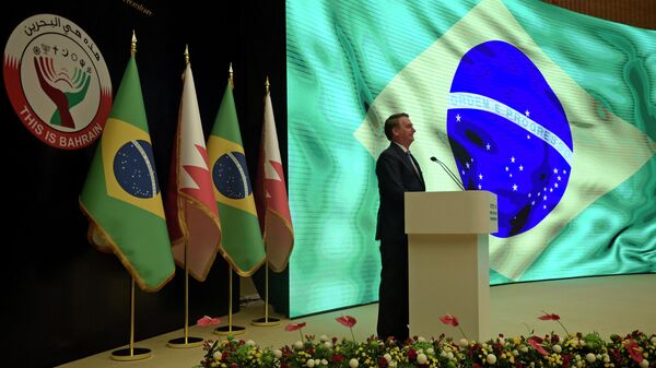 Presidente Jair Bolsonaro discursa em Bahrein, 16 de novembro de 2021 - Sputnik Brasil