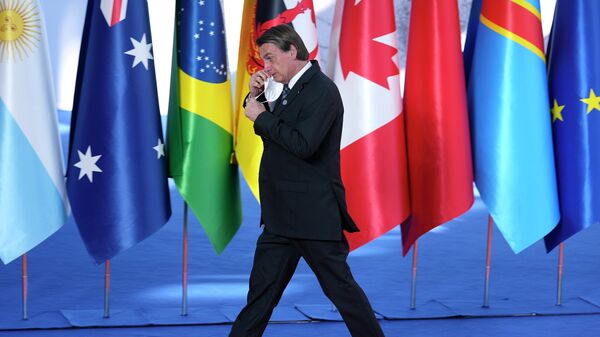 Presidente Jair Bolsonaro chega à cúpula do G20 em Roma, na Itália, em 30 de outubro de 2021 - Sputnik Brasil