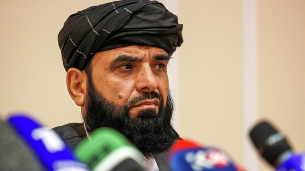 Suhail Shaheen, embaixador designado do Talibã para a ONU, em uma coletiva de imprensa em Moscou em 9 de julho de 2021 - Sputnik Brasil