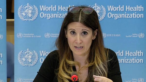 Maria Van Kerkhove, diretora técnica da Organização Mundial de Saúde (OMS), em coletiva, na sede da OMS em Genebra em 6 de abril de 2020 - Sputnik Brasil