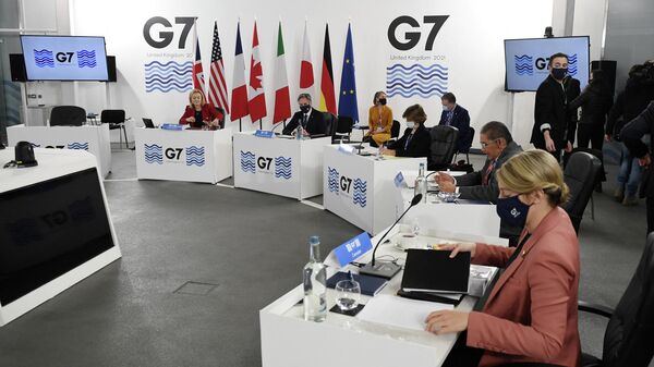 Representantes durante a cúpula do G7 em Liverpool, Reino Unido, 12 de dezembro de 2021 - Sputnik Brasil