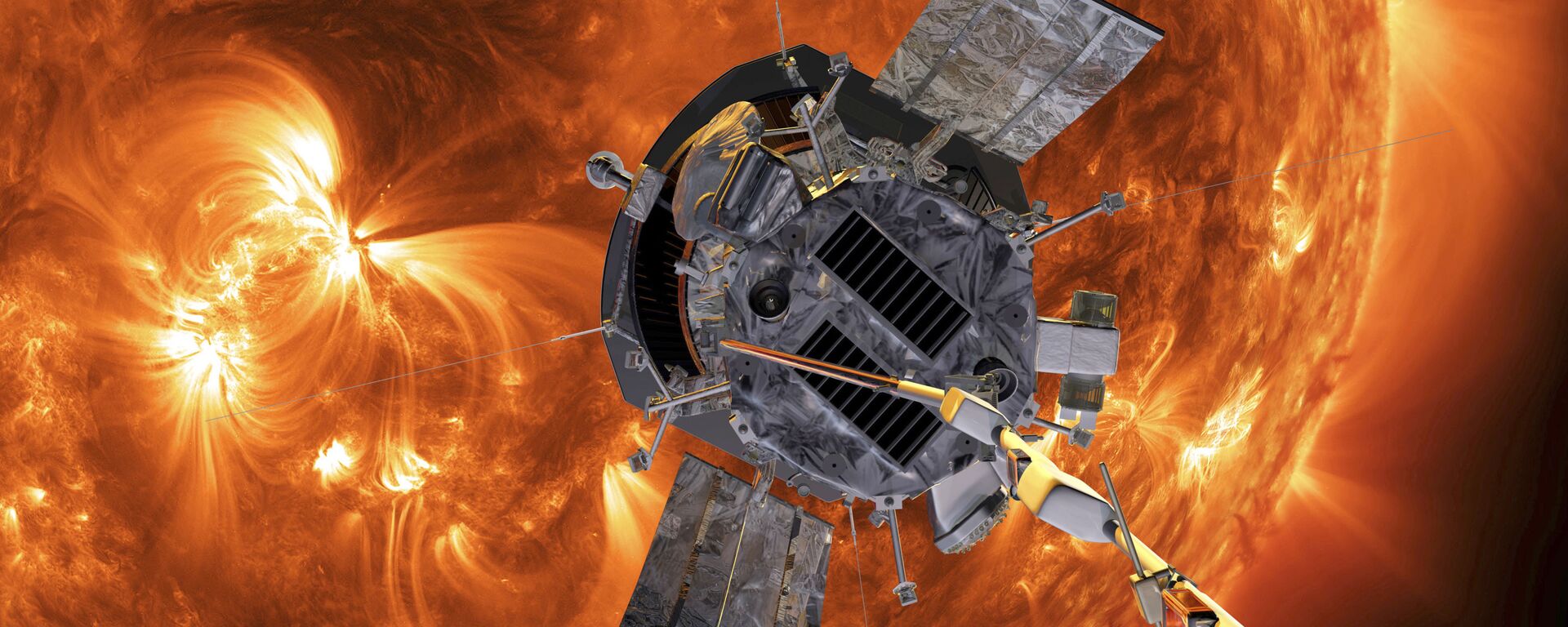 A sonda Parker Solar Probe voou através da atmosfera superior da nossa estrela e coletou amostras de partículas e campos magnéticos - Sputnik Brasil, 1920, 05.07.2022