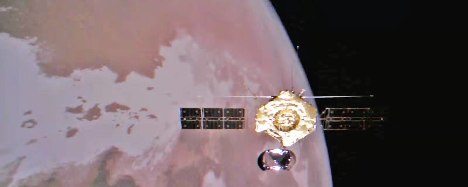 Imagem mostra sonda chinesa Tianwen-1 voando em órbita de Marte  - Sputnik Brasil, 1920, 16.02.2022