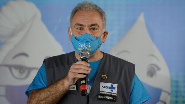 O ministro da Saúde, Marcelo Queiroga fala durante evento Megavacinação Contra a COVID-19, na Cidade das Artes, no Rio de Janeiro, 20 de novembro de 2021 - Sputnik Brasil