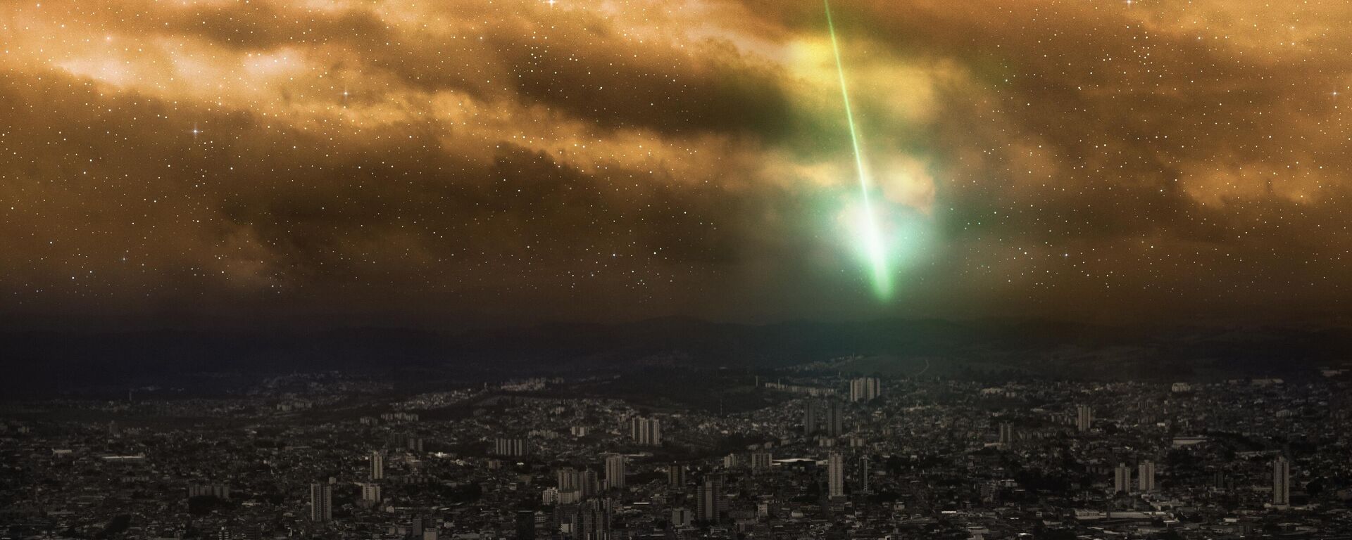 Meteoro caindo sobre cidade (imagem referencial) - Sputnik Brasil, 1920, 01.02.2022