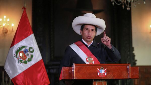 O presidente do Peru, Pedro Castillo, discursa em Lima, capital do país, em 4 de fevereiro de 2022 - Sputnik Brasil